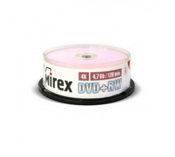 Диск MIREX DVD+RW 4,7 Гб 4X Cake box 25 (25/300)#2110624