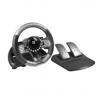 Игровой руль DEFENDER Forsage GTR USB, 12 кнопок, рычаг передач,педали, черный/серый (1/2)#2113611