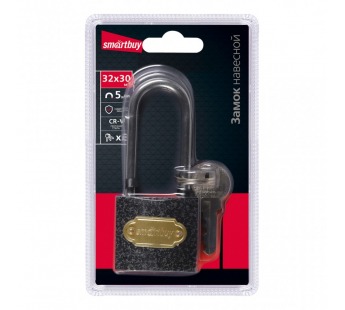 Замок навесной SMARTBUY корпус 32*30 мм, удлиненная дужка d5 мм, 3 кл. (1/240)#2111158