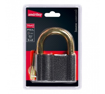 Замок навесной SMARTBUY корпус 70*47 мм, дужка d12.3 мм, 3 кл. (1/72)#2111138