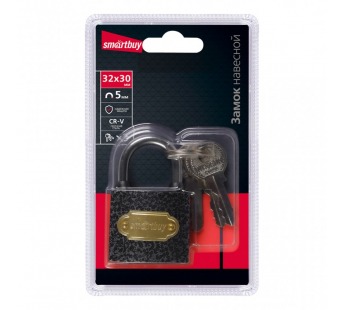 Замок навесной SMARTBUY корпус 32*30 мм, дужка d5 мм, 3 кл. (1/240)#2111161