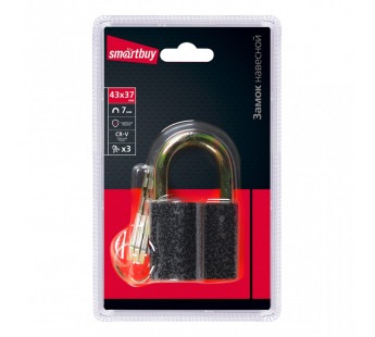 Замок навесной SMARTBUY корпус 43*27 мм, дужка d7 мм, 3 кл. (1/96)#2111148