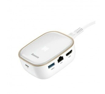 USB-концентратор Baseus, CAHUB-AC02, AC Multifunctional, USB3.0*2+4K HD*1+SD/TF*1+RJ45, цвет: белый#2121582