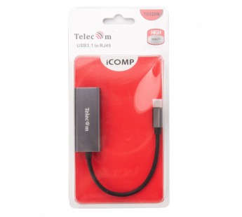 Кабель-переходник USB 3.1 Type-C--> RJ-45 1000Mbps Ethernet, Aluminum Shell, 0.15м TELECOM <TU320M> (1/240)#2115080