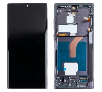 Дисплей для Samsung Galaxy S22 Ultra (S908B/S9080) модуль с рамкой Черный - (Soft OLED, 120 Гц) (Full Size)#2123007