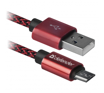 Кабель DEFENDER USB08-03T PRO USB2.0, красный, AM-MicroBM, 1m, 2.1A (1/100)#2110854