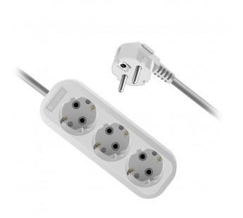 Удлинитель DEFENDER R330 3 гнезда, 3 метра, 16А/3500Вт, с заземлением, ПВС 3х1,0мм, белый (1/40)#2110990