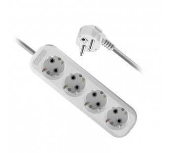 Удлинитель DEFENDER R340 4 гнезда, 2 метра, 16А/3500Вт, с заземлением, ПВС 3х1,0мм, белый (1/40)#2110989