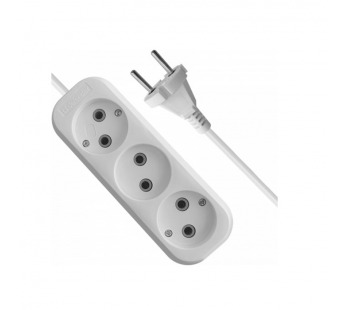 Удлинитель DEFENDER B230 3 гнезда, 5 метров, 10А/2200Вт, без заземления, ПВС 2х1,0мм, белый (1/40)#2110986