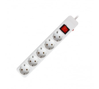 Сетевой фильтр SMARTBUY 16А, 3500 Вт, 5 гнезд, с з/ш, земля, ПВС 3x1.0 мм², 5,0 м, белый (1/35)#2110982