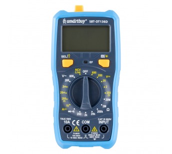 Мультиметр SMARTBUY DT136, противоуд., многофункц., в комплекте щупы, эл. питания (1)#2123147