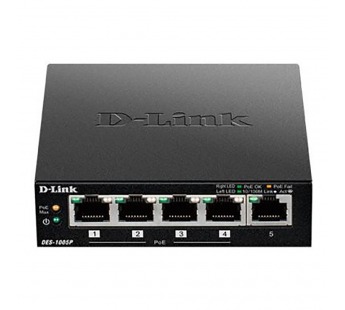 Коммутатор D-LINK DES-1005P/B1A 5x100Mb 4PoE 60W неуправляемый (1/10)#2125710
