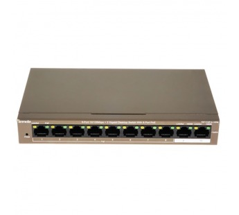 Коммутатор TENDA TEF1110P-8-102W, 8*10/100Base-TX, настольный неуправляемый PoE,(Data/Power) 2*10/100/1000Base-T (Data) (1/10)#2127444