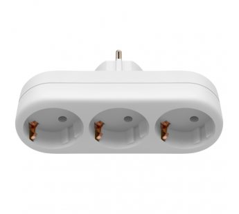 Блок-разветвитель DEFENDER TG-01 на 3 гнезда, с заземлением, плоский, 220 - 230 В / 50-60 Гц, 16А, белый (1/100)#2111422