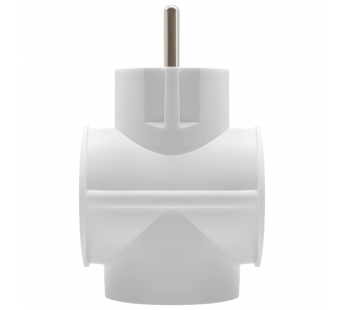 Блок-разветвитель DEFENDER TG-04 на 3 гнезда, 1 с заземлением + 2 без заземления, круглый, 220 - 230 В / 50-60 Гц, 10А, белый (1/100)#2111431