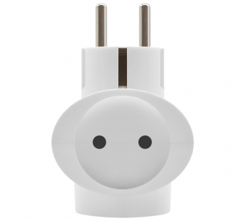 Блок-разветвитель DEFENDER TG-04 на 3 гнезда, 1 с заземлением + 2 без заземления, круглый, 220 - 230 В / 50-60 Гц, 10А, белый (1/100)#2111430