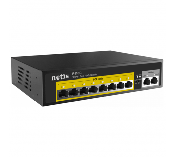 Коммутатор NETIS P110С 10x100Mb 8PoE+ 60W неуправляемый, функция PoE Watchdog (PoE авто перезагрузка) (1/20)#2126950