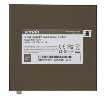 Коммутатор TENDA G1105PD, неуправляемый гигабитный (PSE и PD),PoE IN 10/100/1000 Мбит/с, PoE OUT10/100/1000 Мбит/с (1/40)#2126790