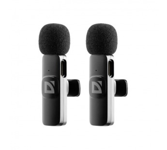 Микрофон петличный DEFENDER Talky-138 wrls, на прищепке, 2шт, черный (1/100)#2123215