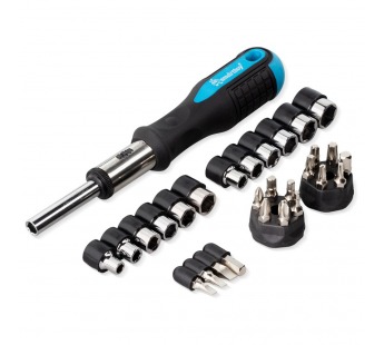 Отвертка SMARTBUY реверсивная, с 28 битами, SL, PH, HEX, TORX, головки, CR-V сталь (1/24)#2111011