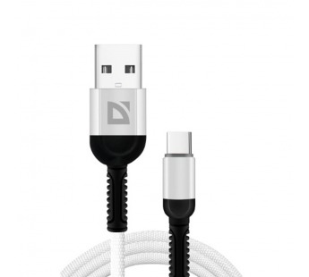 USB кабель F167 TypeC, white, 1м, 2.4А, ткань, пакет#2111444