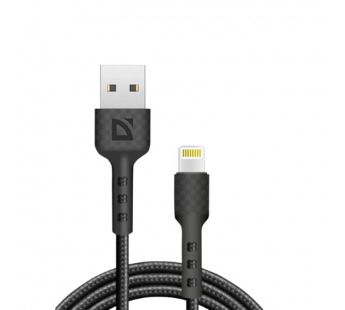 USB кабель F181 Lightning, black, 1м, 2.4А, нейлон, пакет#2111445