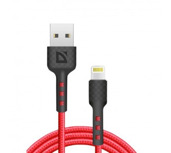 USB кабель F181 Lightning, red, 1м, 2.4А, нейлон, пакет#2111447