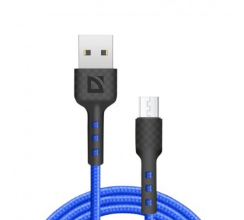 USB кабель F181 Micro, blue, 1м, 2.4А, нейлон, пакет#2111451