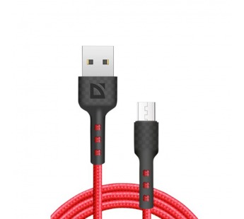USB кабель F181 Micro, red, 1м, 2.4А, нейлон, пакет#2111452