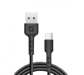 USB кабель F181 TypeC, black, 1м,2.4А, нейлон, пакет#2111453