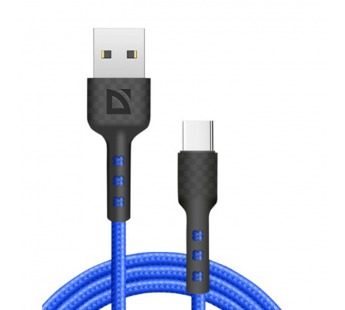 USB кабель F181 TypeC, blue, 1м,2.4А, нейлон, пакет#2111454
