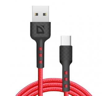 USB кабель F181 TypeC, red, 1м,2.4А, нейлон, пакет#2126333