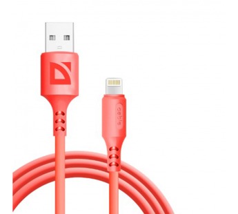 USB кабель F207 Lightning, red, 1м, 2.4А,силикон,пакет#2111415