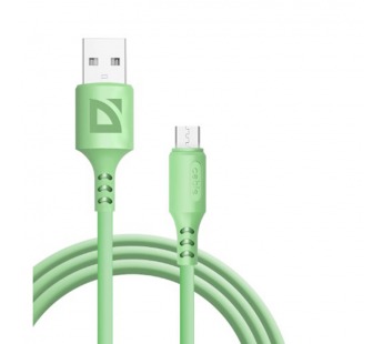 USB кабель F207 Micro, green, 1м,2.4А,силикон, пакет#2111404