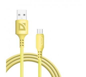 USB кабель F207 Micro, yellow, 1м,2.4А,силикон, пакет#2111399