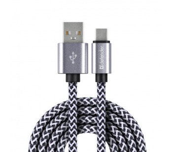 USB кабель USB09-03T PRO USB2.0 Белый, AM-Type-C, 1m, 2.1A#2111388