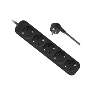 Удлинитель с заземлением M550 5.0 м, 5 розеток, черный#2111288