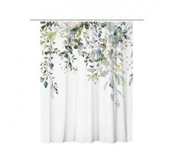 Штора для ванной Elegance L-01 180x200cм,90гм2,листья зеленые#2111317