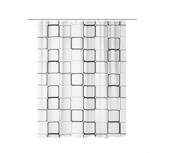 Штора для ванной Geometry Eco-03 180x180cм,70г/м2, квадраты беж#2111315