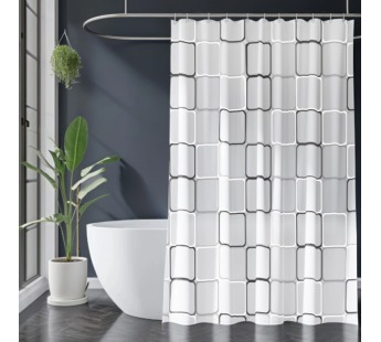 Штора для ванной Geometry Eco-03 180x180cм,70г/м2, квадраты беж#2116700