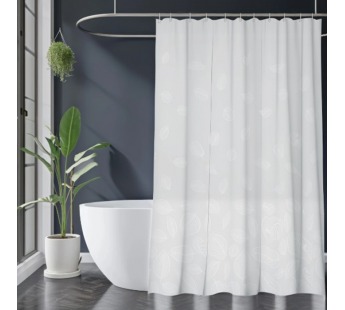 Штора для ванной Harmony Eco-02 180x180cм,70г/м2,листья белые#2116698