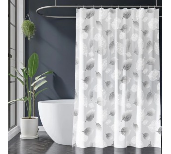 Штора для ванной Harmony Eco-03 180x180cм,70г/м2,листья серые#2116697