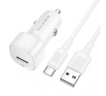 Автомобильное ЗУ BOROFONE BZ34 + кабель Type-C (USB/18W) белое#2122072