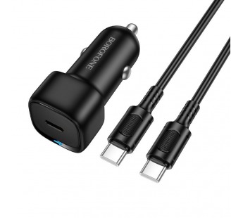 Автомобильное ЗУ BOROFONE BZ34A + кабель Type-C/Type-C (PD/20W) черное#2122073