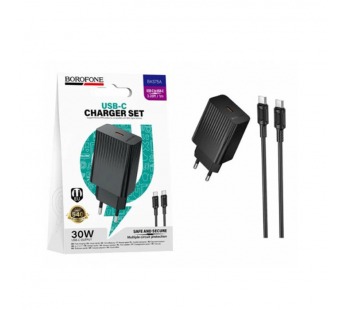 Сетевое ЗУ BOROFONE BAS75A + кабель Type-C-Type-C (PD 30W) черное#2124662