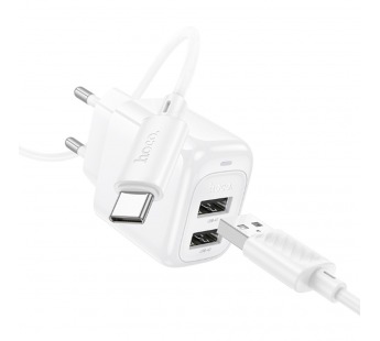 Сетевое ЗУ HOCO CS51A + кабель Type-C (2USB/2.4A) белое#2124663