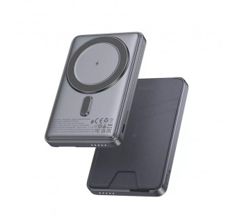 Внешний аккумулятор (Power Bank) Hoco Q46 5000mAh (20W, PD, USB-C, MagSafe 15W, держатель для карт и смартфона) Серый#2126421