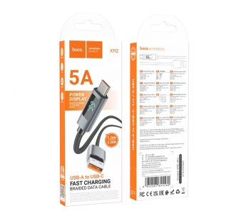 Кабель USB - TypeC HOCO X112 5A Display (черный) 1м#2112858