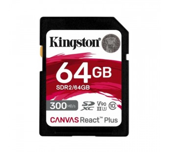 SDXC  64GB  Kingston Class 10 UHS-II U3 V90 React Plus (300 Mb/s)#2117205