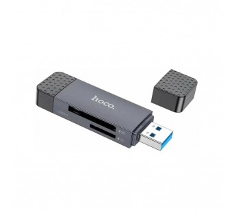 Кардридер HOCO HB45 Spirit, USB 3.0, пластик, TF/ SD карта, цвет: серый (1/50/200)#2116765